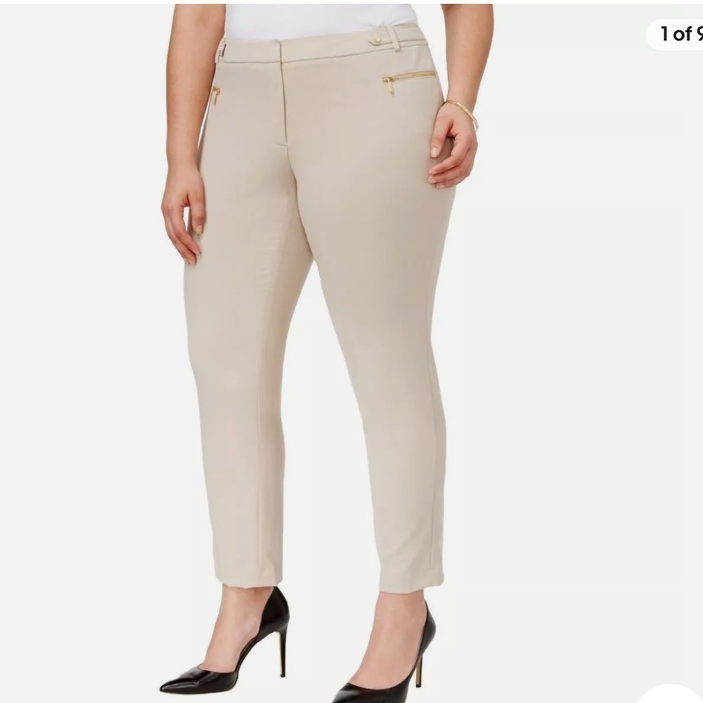 Calvin Klein Modern Essentials Slim Straight Leg Zip Pants Tin Size 24W -DRAFT